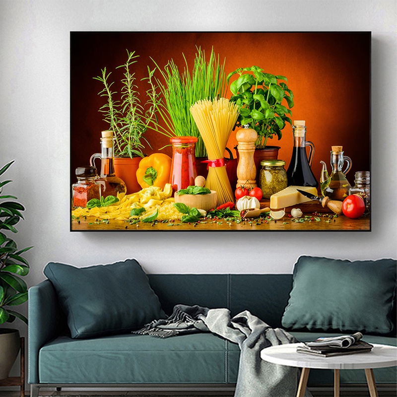 Cozinha Com Especiarias E Ervas Fotos HD Pintura Em Tela Quadros De Arte Para Decoração De Parede De Restaurante