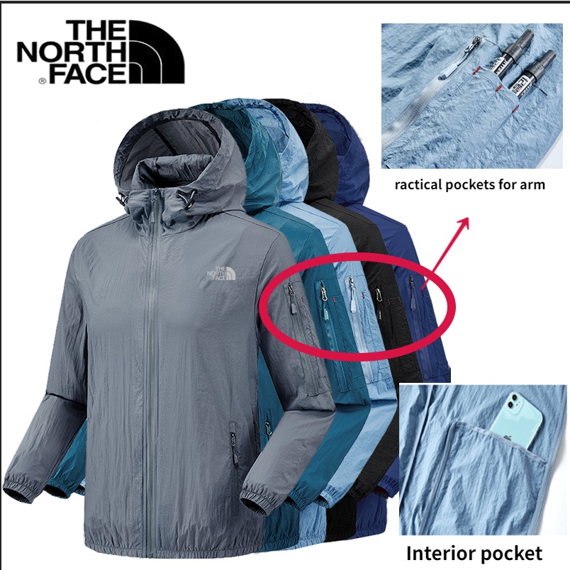The North Face A Norte Casaco Com Capuz M-5 XL Para Homens , Proteção Solar Exterior Vestuário De Pesca Respiração UV Muitos Bolsos Prática De Bolso Zíper Slim