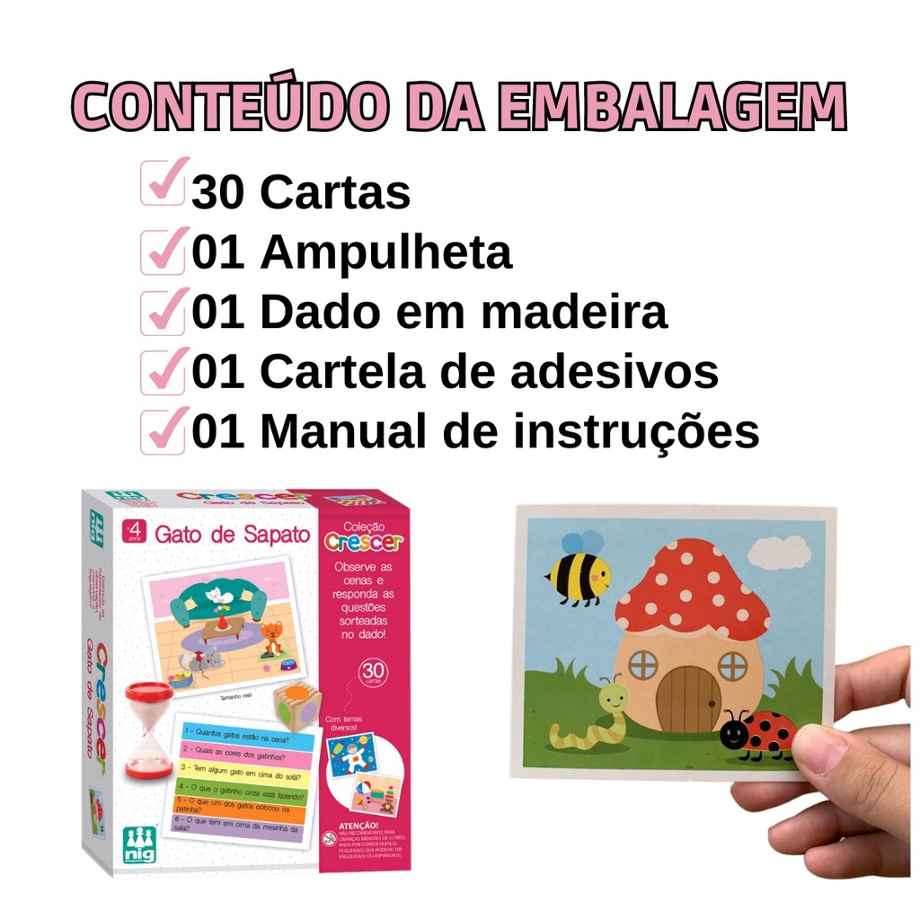 Brinquedo Jogo Gato De Sapato Infantil Estimula Memoria Colecao