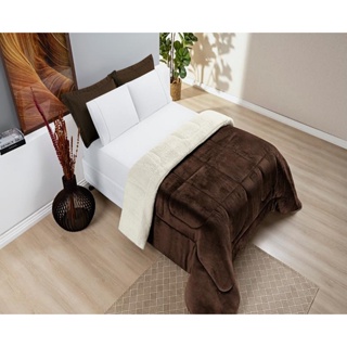 COBERDROM Casal Everest Sherpa Manta MARROM ESCURO CHOCOLATE La Carneiro MACIO QUENTE FRIO