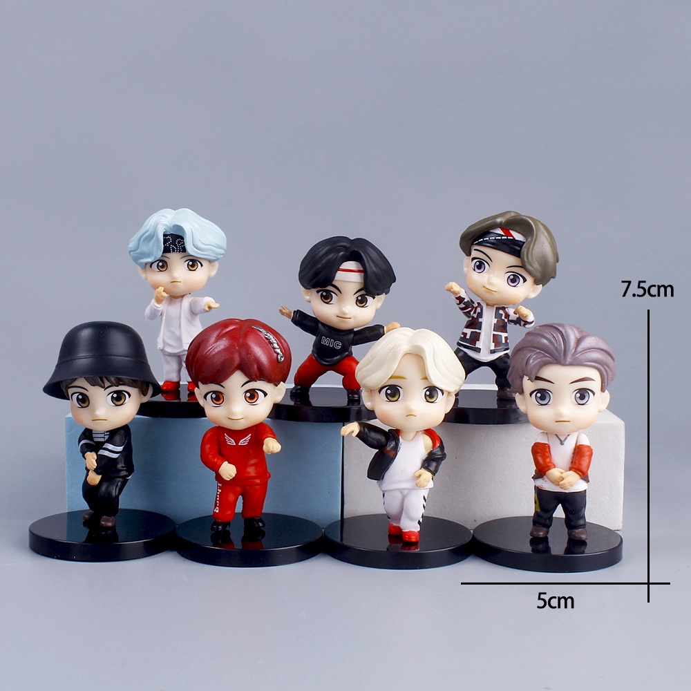 7pcs/set BTS Ação Figura Q Versão Bt21 Mcdonalds Figurine Kpop