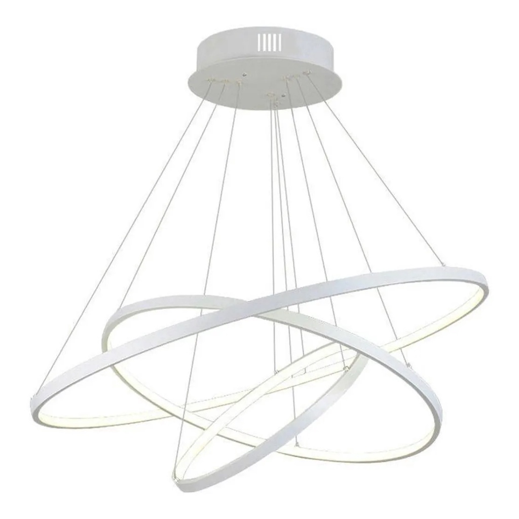 Lustre Led Branco Moderno Pendente Anéis 3 Arco Aro Branco