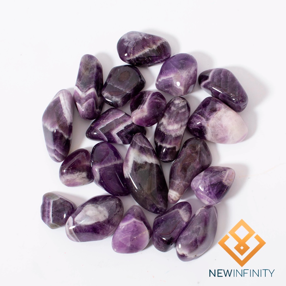 Cristal Rolado de Cacoxenita Ametista Chevron Pedra Natural 2cm