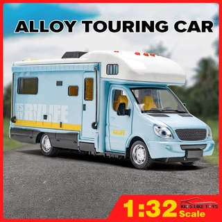 KLT Balança 1/32 Camping RV Metal Diecast Alloy Toy Cars Modelos Caminhões Para Meninos Crianças Brinquedos Coleção De Veículos Som E Luz