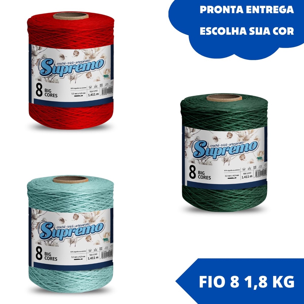 Barbante Supremo 1,8 KG BIG CONE Número 8 - Escolha Cor | Shopee
