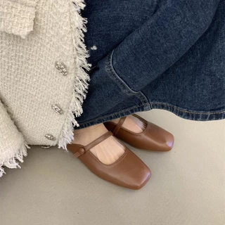 Sapatos de Fada Meio Escorregão Estilo Fada Muller Baotou Cinto Fivela Sapatos Femininos Casual Slip-On Half Slip-