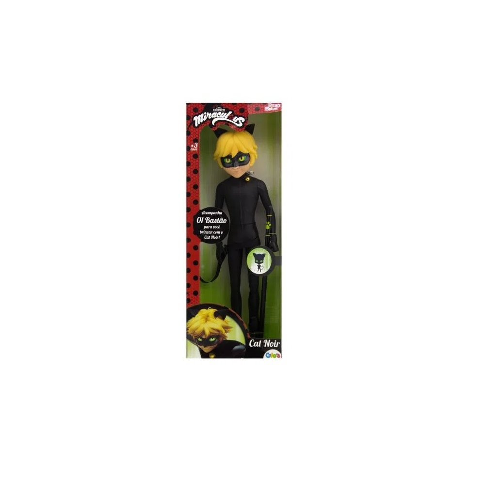 Boneco Cat Noir Miraculous Original Novabrink Com Bastão