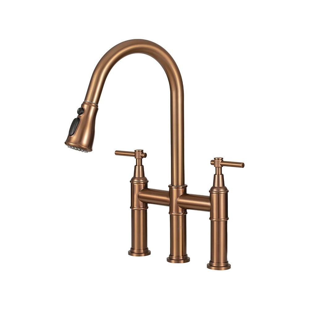 Torneira Para Cozinha Gourmet Misturador Extensível Duplo Comando Aço Inox 304 Içá Pingoo - Dourado Rose