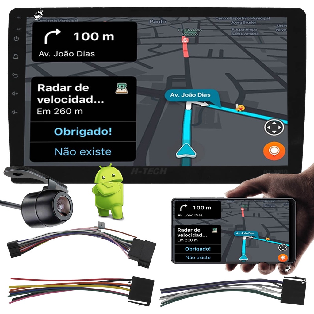 Multimídia H-Tech 2 Din Android HT-9925CA 10" Polegadas Espelhamento ...