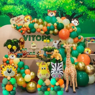 145pcs Kids Safari Animal Balão De Aniversário Arch Garland Kit Macaco Apertado