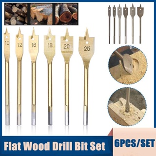 6Pcs/Set Bits De Espada Hexagonal De Revestimento De Titânio De Haste Chata Jogo De Brocas De Madeira Ferramenta