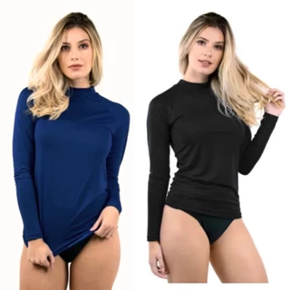 Camisa Feminina Proteção Solar Uv+50 Camiseta Segunda Pele Térmica Blusa