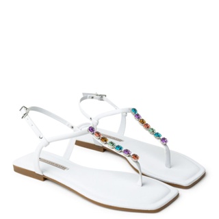 Rasteira Branco Nuvem Multi Pedraria