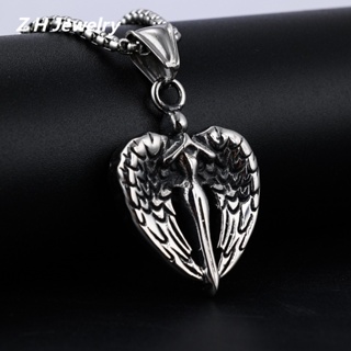 [Z H Jóias] Pingente Punk Angel Vintage Moda Masculina E Feminina Colar De Aço Inoxidável Hip Hop Party Acessórios