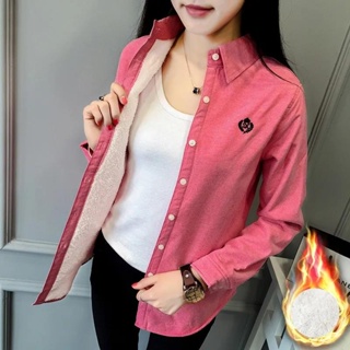 Casaco De Estudante De Outono Inverno De Novo Manga Longa Adicionar Camisa De Veludo Espesso