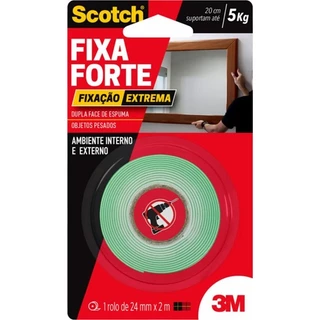 Fita Dupla Face Scotch Fixa Forte Fixacao Extrema 24Mm 2M 3M