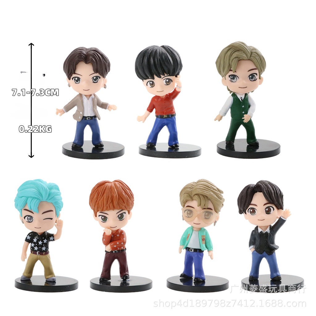 7pcs/set BTS Ação Figura Q Versão Bt21 Mcdonalds Figurine Kpop