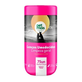 Lenço Umedecido PetMais Cães Fêmea Rosa Com 75 Unidades