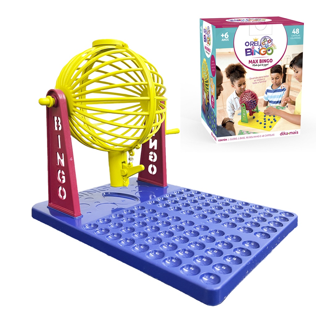 Bingo C Globo Giratório Jogo Infantil Brinquedo 48 Cartelas