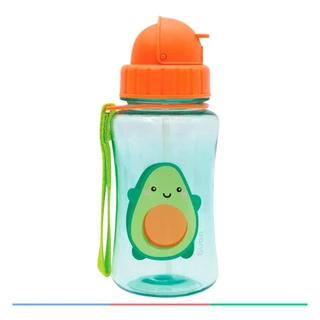 Garrafa Garrafinha Com Canudo 100% Silicone Fruta Avocado 350ml