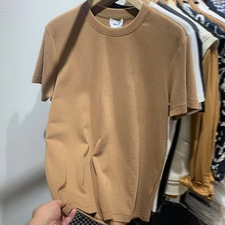Camiseta Japonesa Casual Solta 100% Algodão Manga Curta Unisexo Pescoço Redondo Estudante Simples Cor Sólida Bottoming Top