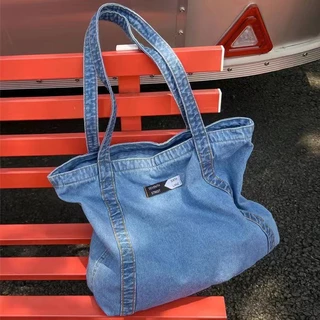 Saco De Viagem Japonês E Coreano Tote Big Bag Para Estudantes Universitários Femininos Classe Spring Nova Bolsa Transporte Manual Compras Denim