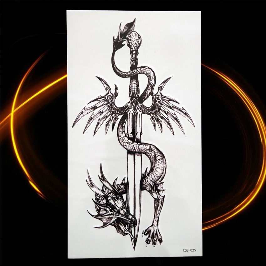 Harajuku Tatuagem Temporária Falsa Para Mulheres Homens Gladiador Sereia Dragão Tatuagens Autocolante Peito Costas Espada Cobra Fower Tatoos Folhas Personalizar