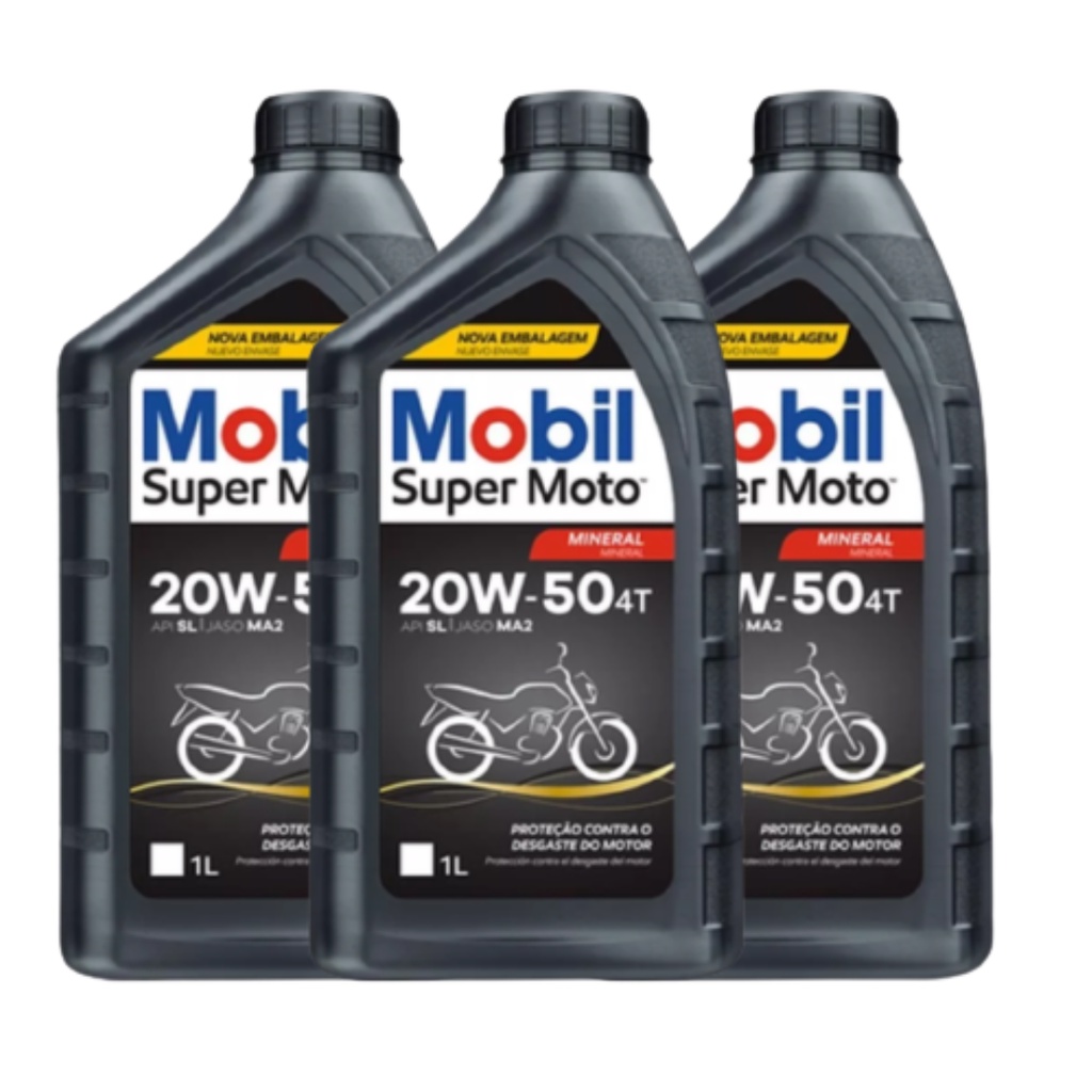 Kit 3 Mobil Moto 4t 20w50 - Lubrificante Original Moto - 3 Litros