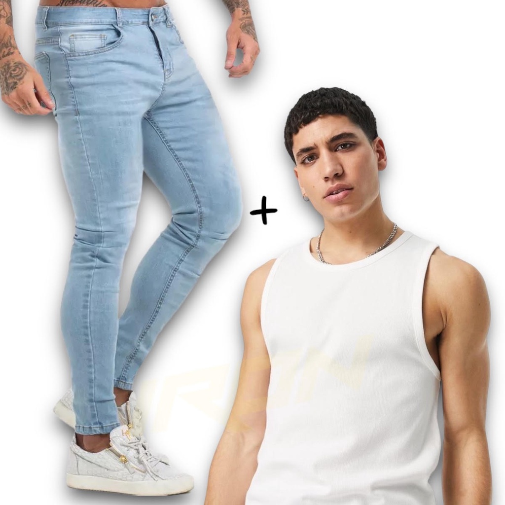 Camisa regata hot sale jeans masculina