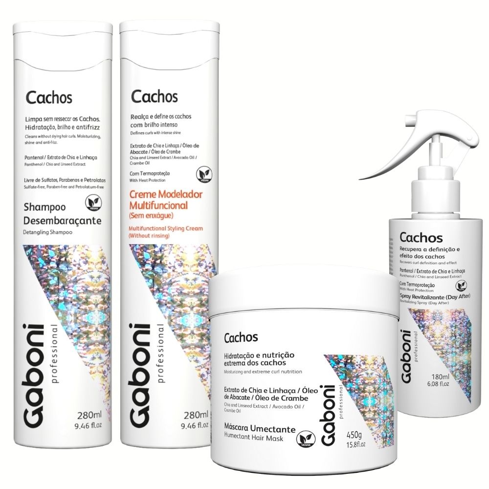 O Melhor Tratamento para Cachos Completo (4 Produtos) Gaboni ...