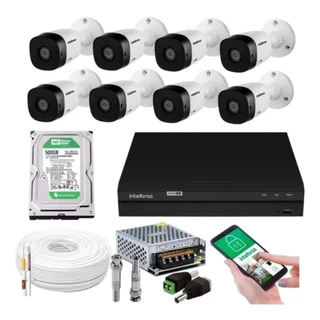 Kit 8 Câmeras 1120b Intelbras Hd Dvr Mhdx Full Hd 8Ch