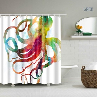 GREE Funny Watercolor Octopus Cortina De Tecido De Poliéster À Prova D