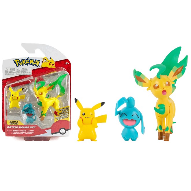 Compre 3 bonecos Pokémon Pikachu, Leafeon e Wynaut aqui na Sunny Brinquedos.