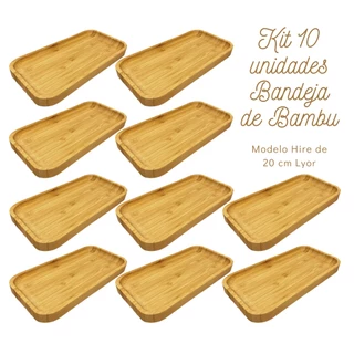 Kit 10 Bandeja Petisqueira de Bambu Hire 20cm Lyor