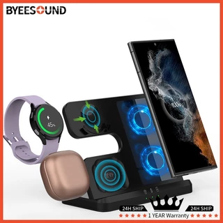 Novo Suporte De Carregador Sem Fio 3 Em 1 Para Samsung Galaxy S23 S22 21 Ultra S20 30W Dock Station Watch5 Pro Holder Buds2