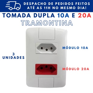 Kit 3 Tomadas Duplas 10A e 20A Aria Tramontina