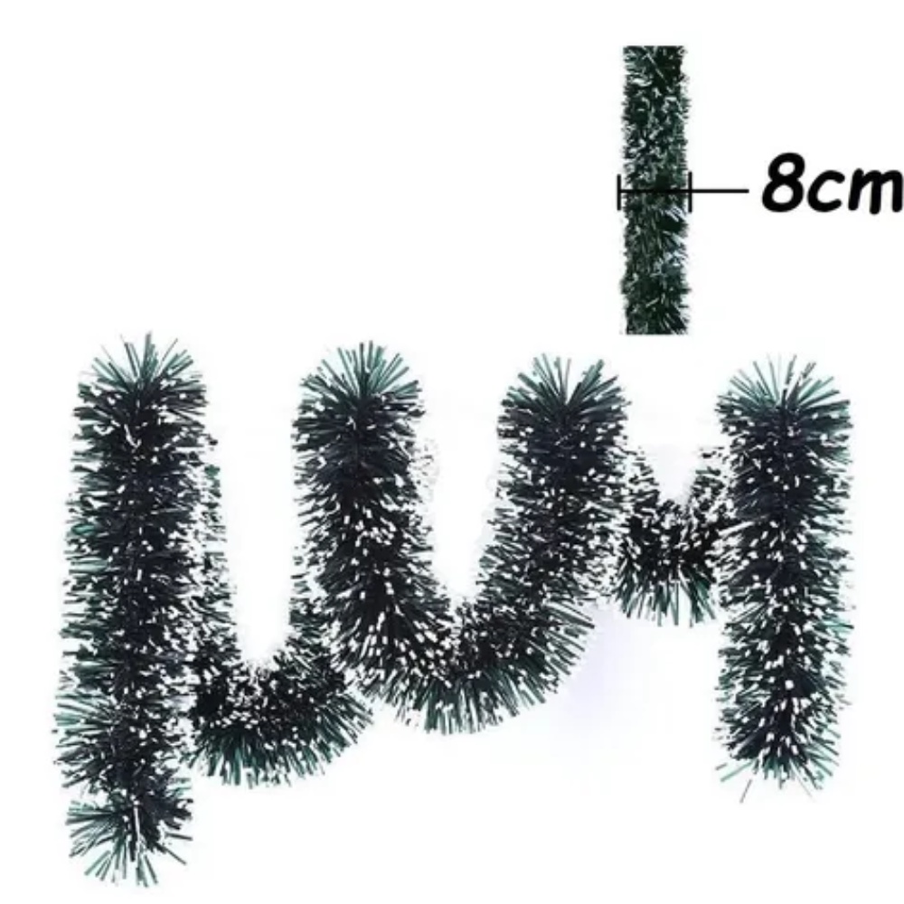 Kit 2 Festão De Natal Nevado Decoração Luxo 2m x 8cm