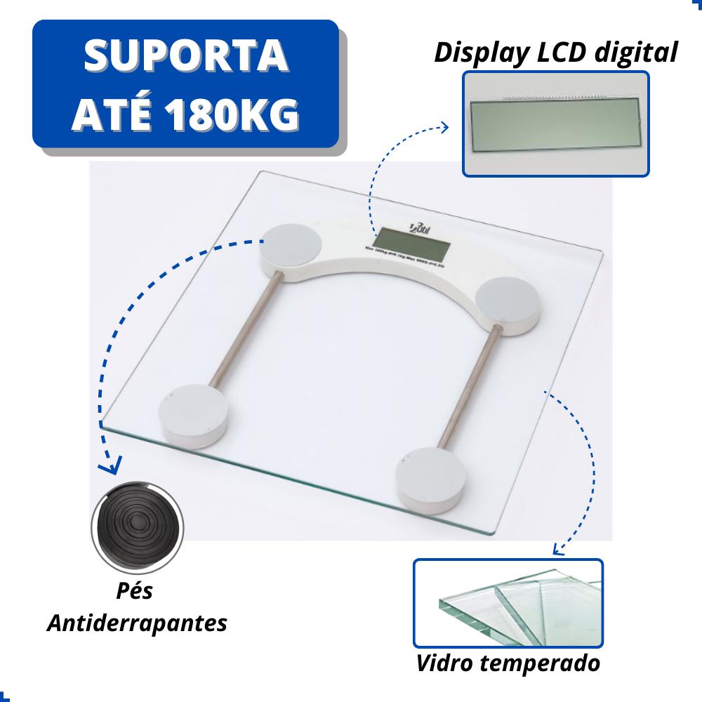 Balança Digital Corporal Vidro Temperado Banheiro 180kg | Shopee Brasil