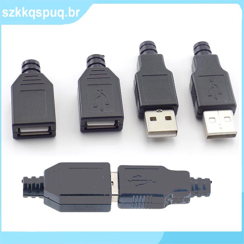 Harrisen Set Di 20 Connettori USB 2.0 Tipo A 4 Pin Con Copertura In Plastica, Connettori Per Moduli Di Supporto Fai Da Te, Adattatore Per Saldare Fili E Cavi (10 Set Nero