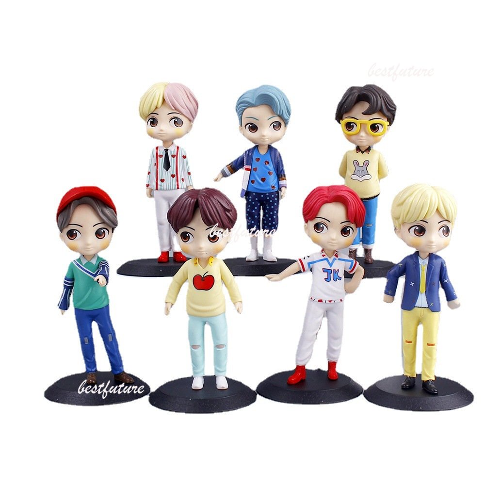 7pcs/set BTS Ação Figura Q Versão Bt21 Mcdonalds Figurine Kpop