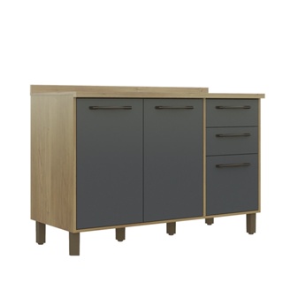 Balcão Cozinha Áustria 120CM 3 Portas 2 Gavetas Valdemoveis