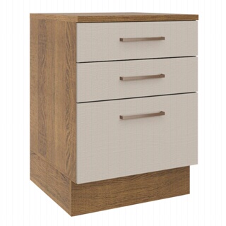Balcão 60 cm 3 Gavetas Rustic/Crema Agata Madesa