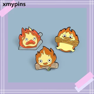 Pregadeira De Desenho Animado anime Castelo Em Movimento Fósforo Bonito Calcifer Esmalte Pins metal Crachá Acessórios De Vestuário