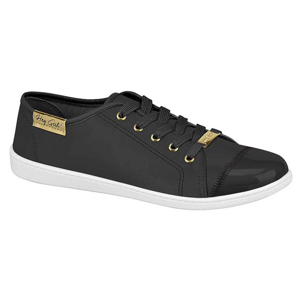 Tênis Sapatênis Feminino Moleca Leve e Confortável Branco Preto