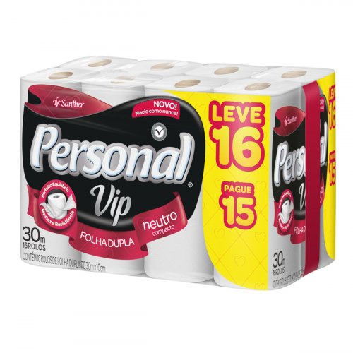 Papel Higiênico Folha Dupla 30 Metros Personal Leve 16 Pague 15