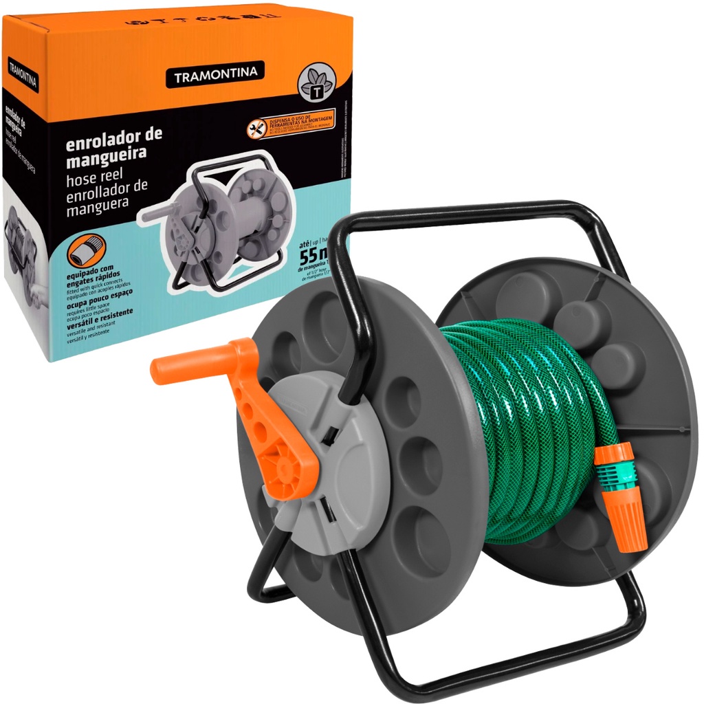 Enrolador de Mangueira Fixo TRAMONTINA 78594/000 p/ até 55 metros