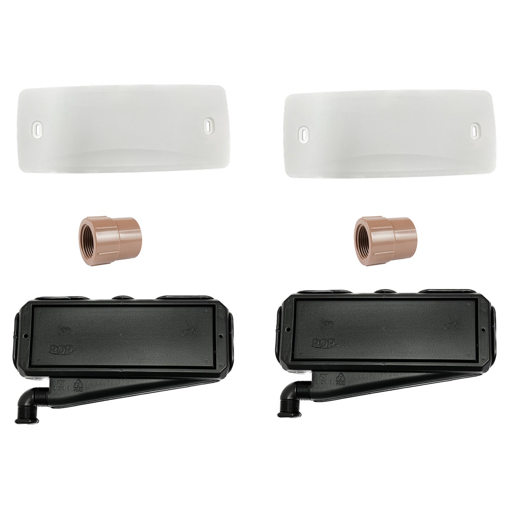 Dois Kits Caixa de Passagem Split POP + Tampa Split POP TPP003 + Luva PVC Rosca 3/4