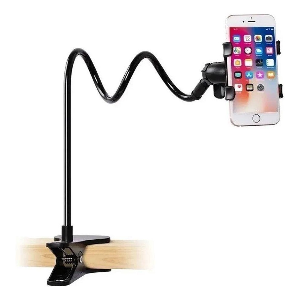 Suporte Celular Pato Flexivel Universal Mesa Veicular Cama Presilha 360 Giratorio