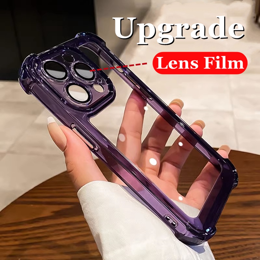 Capa Para iPhone 11 Pro 12 13 14 Max 14 Plus Caixa Xs XR X Transparente À Prova De Choque Com Protetor De Câmera