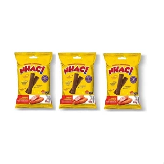 Kit 3 Tirinhas Nhac! Petiscos Para Cães Sabor Linguiça 65g